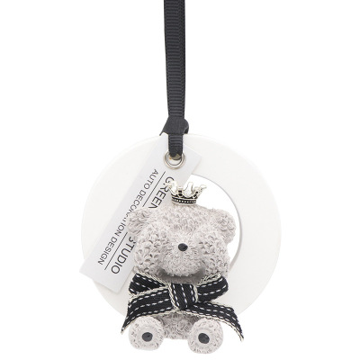 Adornment for car accessories, lovely teddy bear rearview mirror, aromatherapy vehicle perfume, light fragrance pendant pendant lady