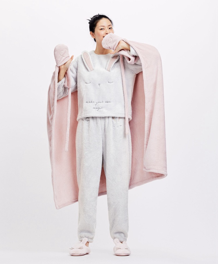 Cute Thick Rabbit Cape Blanket