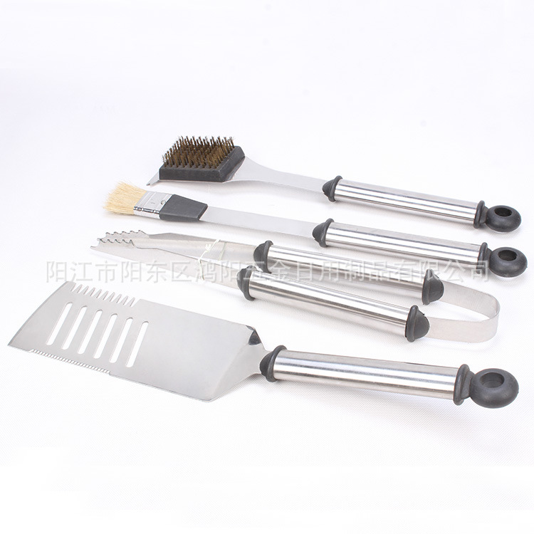 Directo de fábrica BARBACOA quemador traje barbacoa tenedor pala clip de cepillo de acero inoxidable con mango de gota de pegamento mango de tubo grande parrilla