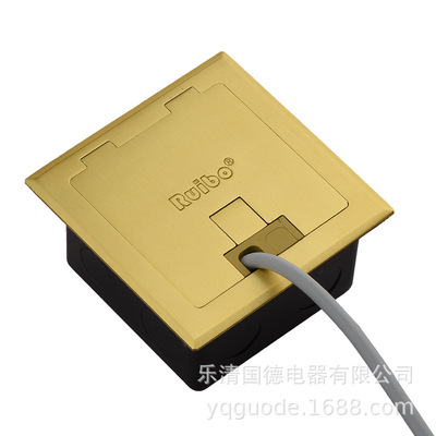 瑞博RUIBO全铜开启式翻盖隐藏防水五孔电源地面插座盒面板地插盒