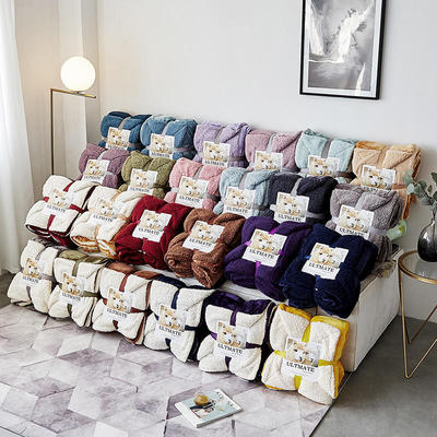Manufactor Direct selling Autumn and winter keep warm thickening soft INS Solid Sherpa Blanket Four Seasons blanket Bedclothes wholesale