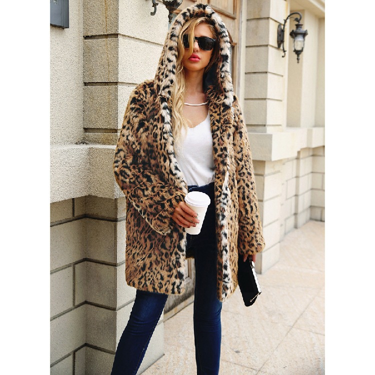 Ultra Fire Leopard Print Fur Hoodie Image 3