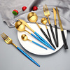 Gold plating brushed Portuguese tableware Western food restaurant beef knife and fork 304 stainless steel tableware set cross -border