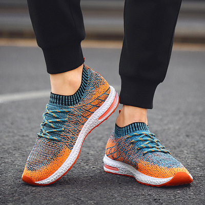 21新款飞织男鞋 运动鞋时尚韩版休闲男鞋 气垫跑步鞋 学生鞋彩色|ru