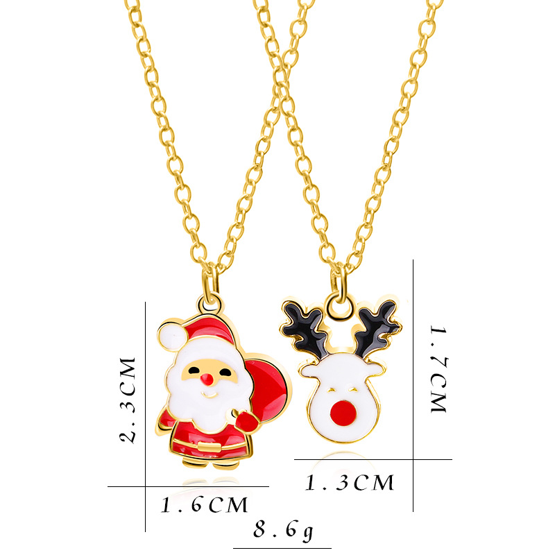 European And American New Ladies Christmas Drip Series Bell Snowman Wreath Santa Claus Necklace And Earrings Suite display picture 65