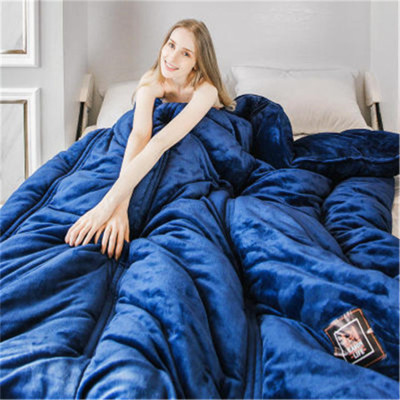 新品冬季簡約棉被雙面法萊絨加厚保暖被子芯純色絲棉被芯冬被批發