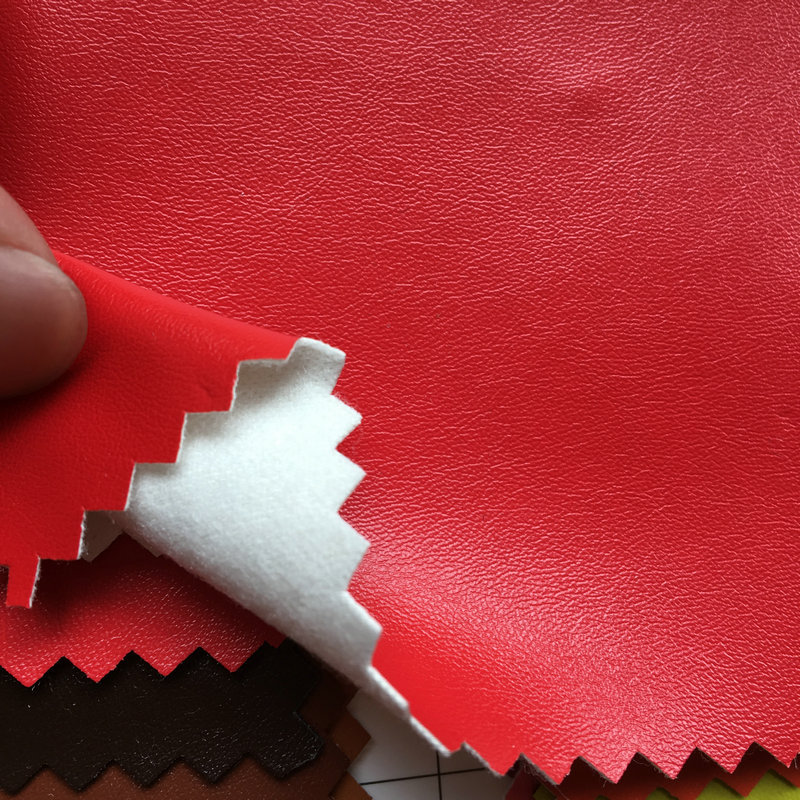 环保现货PU皮 柔软小细纹羊仔纹皮料 拉毛底微弹面料 厂家直销