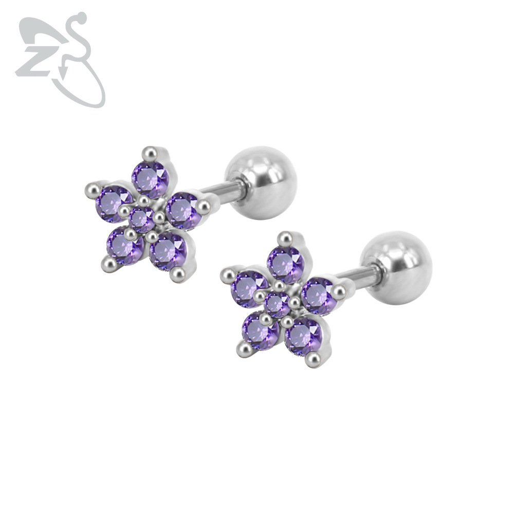 European and American Star Zircon Earrings Women's Personalized Stainless Steel Ear Piercing Jewelry detail image 7