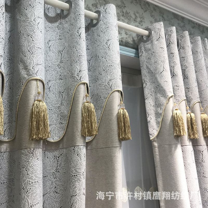 窗帘成品 自带帘头 成品窗帘批发定制 提花拼接 鹰翔纺织厂|ms