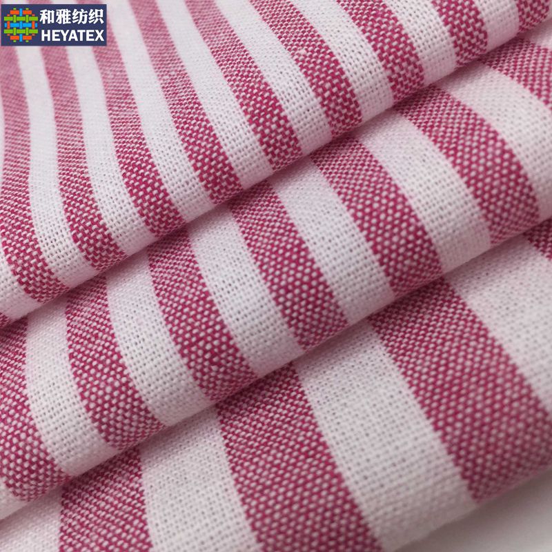 21支玫红色弹力条纹 6种条宽10余色 21S色织条服装配饰面料