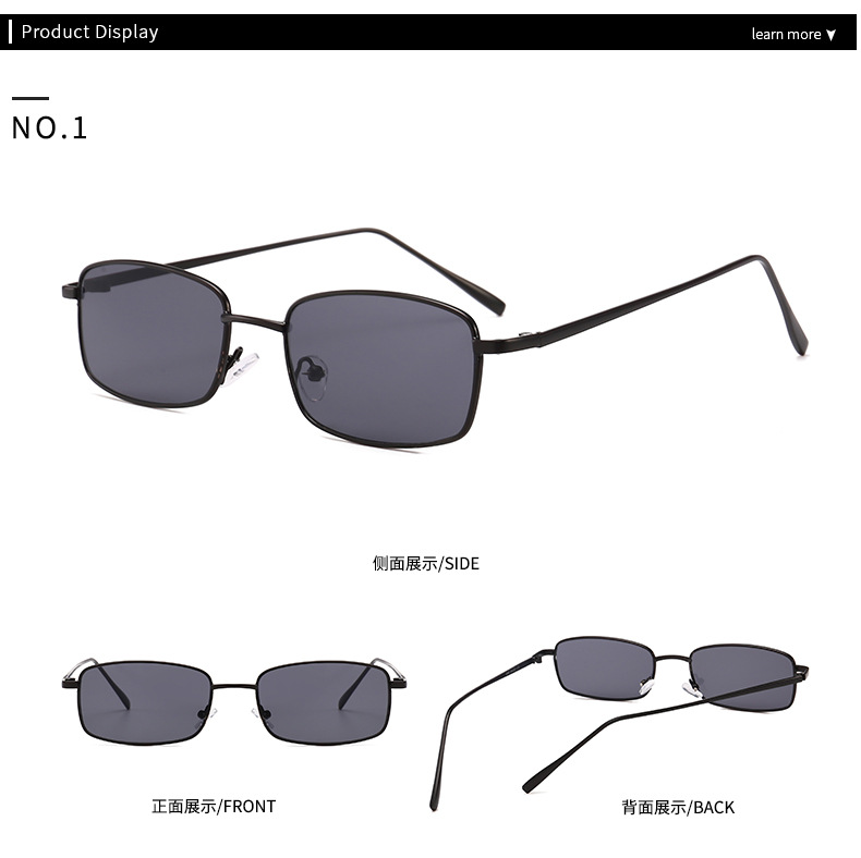 Capsule-shaped Narrow Retro Sunglasses European And American Catwalk Square Sunglasses display picture 12
