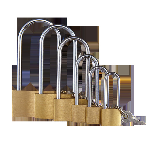 Extended lock hook waterproof thin brass solid lock 40mm long beam copper padlock anti-theft window cabinet door concentric opening copper lock