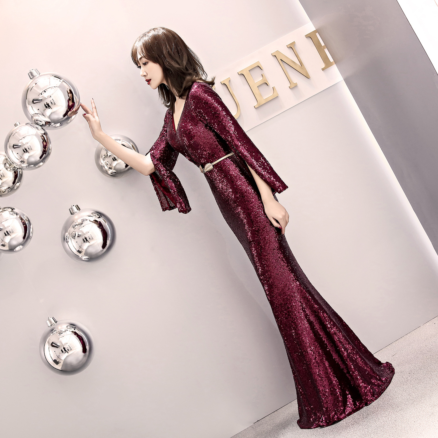 D9438 1480K VÁY ĐẦM LIỀN THÂN DỰ TIỆC NỮ YIEOUBA SEXY DÁNG ÔM BODY GỢI CẢM SEXY MÙA XUÂN THU ĐÔNG KIỂU ĐUÔI CÁ THỜI TRANG NỮ G04 SẢN PHẨM MỚI