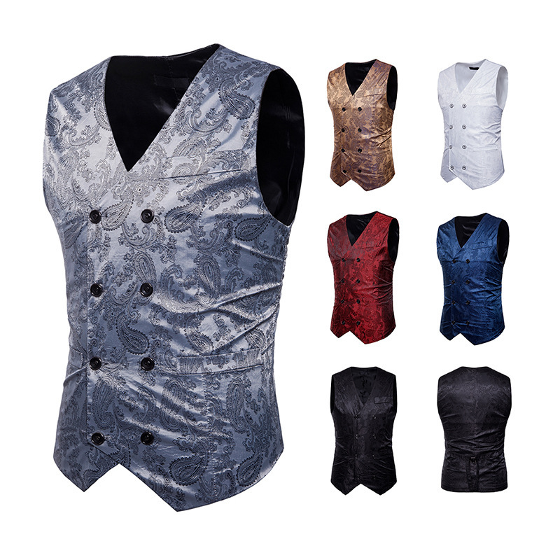 Quick sell eBay new men's cashew print casual vest fashion men's large suit vest European jacket