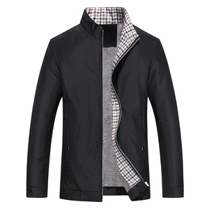 Men’s stand collar solid color Plush coat business jacket for men in autumn and winter