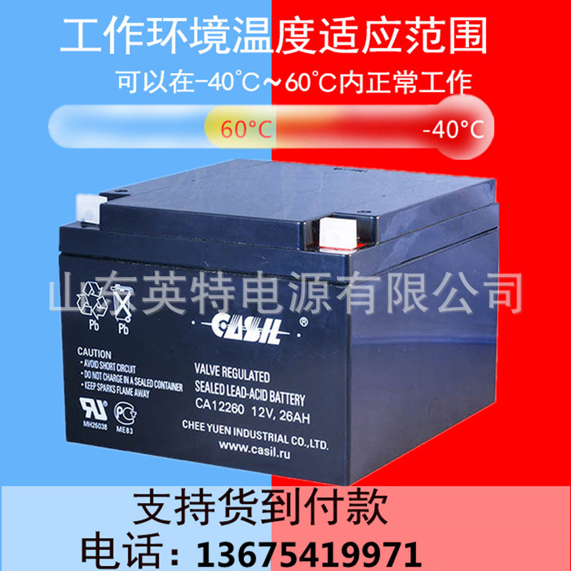CASIL蓄电池 CA12260 12V,26AH应急电源 照明电源 通信设备用电池
