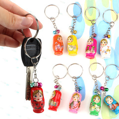 Creative small gift cartoon character wooden Russian nesting dolls Yiwu new and unique wooden puppet keychain direct sale