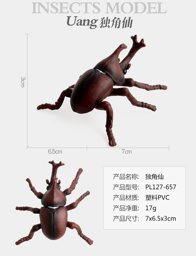 跨境热卖仿真昆虫动物摆件独角仙双叉犀金龟科教动物模型礼品玩具 阿里巴巴