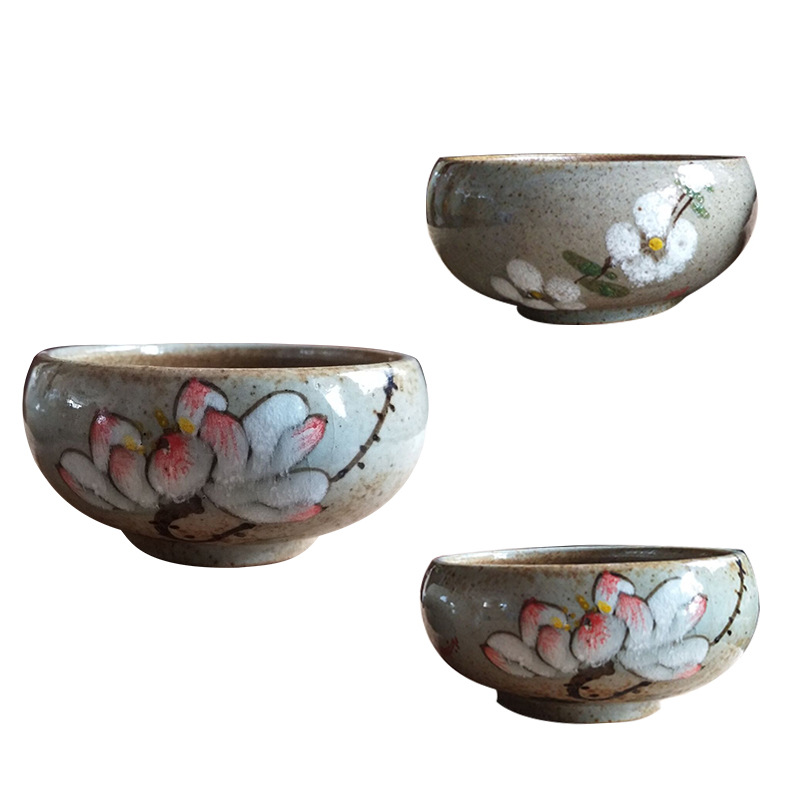 火锅店调料碗自助餐具 中式复古手绘深碗生菜陶瓷花卉 陶瓷酱料碗|ru