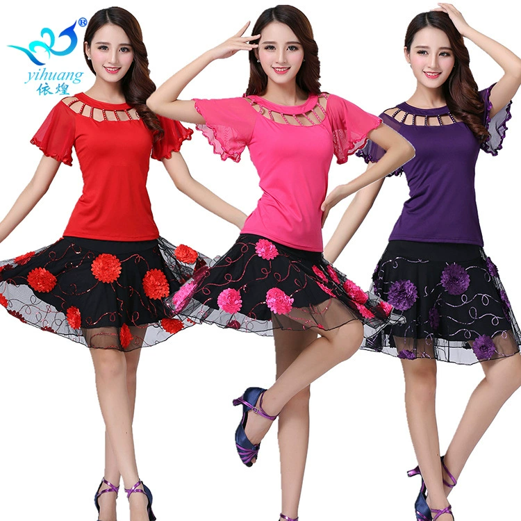 Квадратный танец Конкурс Костюм для выступлений Костюм для латинских танцев Костюм для танцев с блестками Сценический костюм Костюм для выступлений