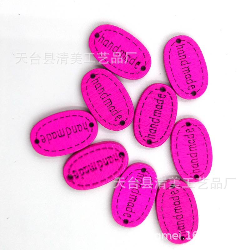 20mm color botón oval placa de madera hecho a mano láser logo decorativo hebilla 100