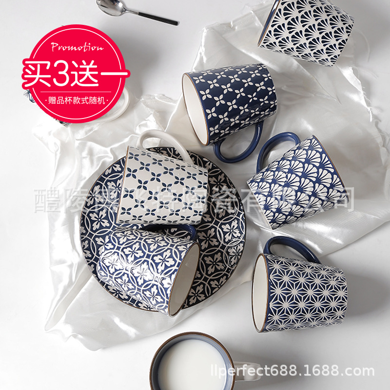 Factoria directa de esmalte de cerámica pintada a mano taza de café de oficina de empresa taza de menú doméstico