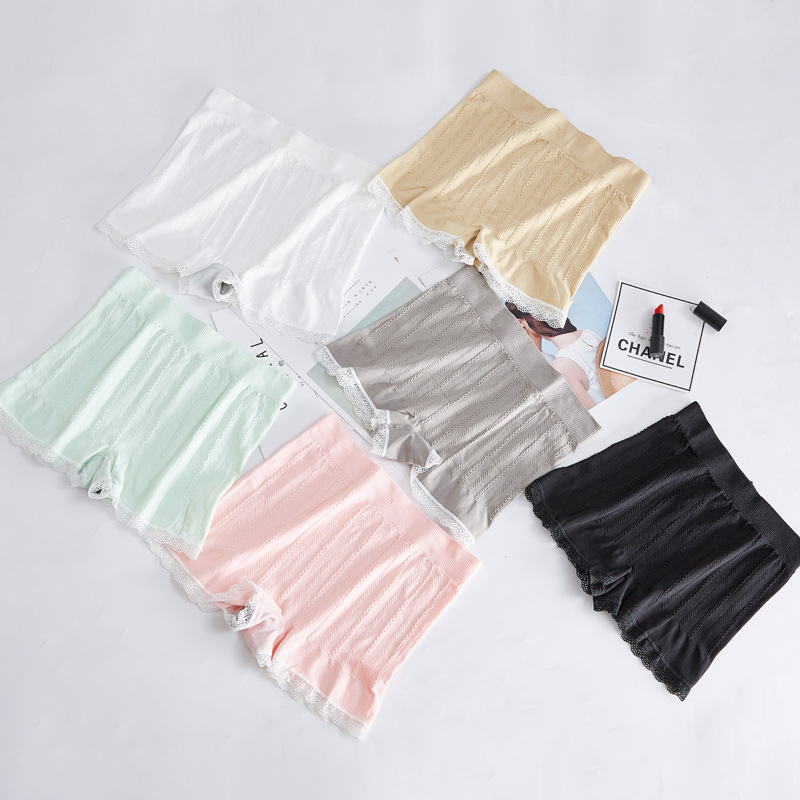 日系蝴蝶結螺紋棉蕾絲花邊三分短褲高彈內褲麻花防走光秘密安全褲