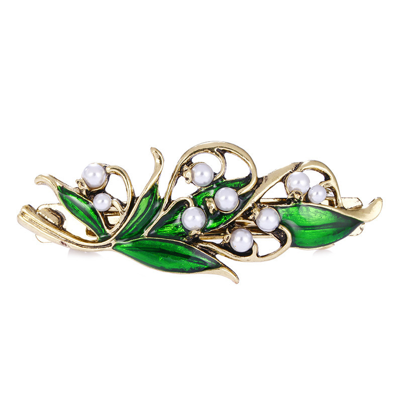 European and American Marvel Jewelry Ice Queen Adventure cosplay Green Pearl Hairpin Bow Spring Clip European and American Marvel Jewelry Ice Queen Adventure cosplay Green Pearl Hairpin Bow Spring Clip