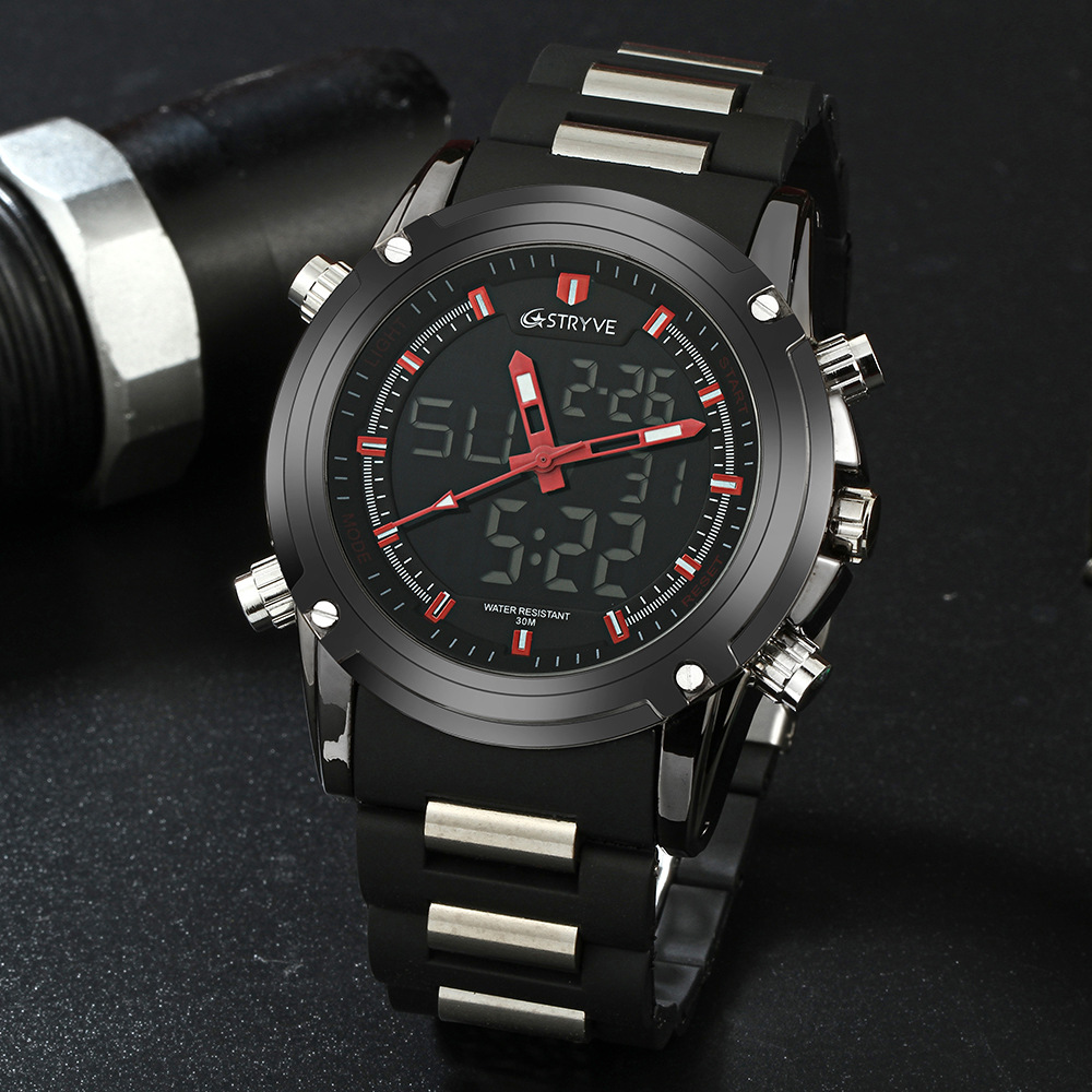 STRYVE8009 nuevo reloj deportivo de cuarzo electrónico para hombre impermeable reloj multifuncional estudiante