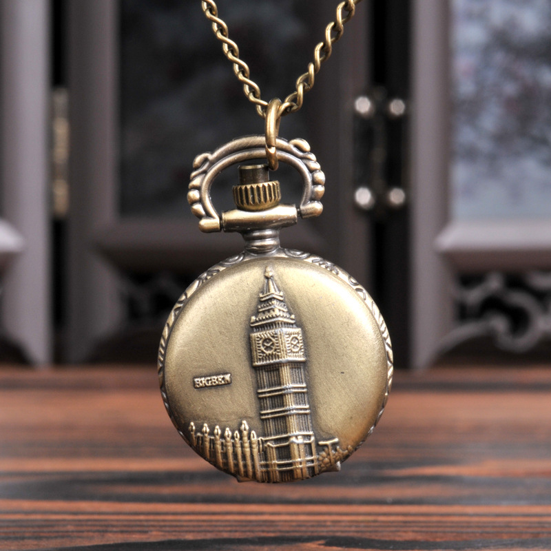 Retro small bronze Bridge pocket watch quartz watch manufacturers wholesale men's and women's quartz watch 6043