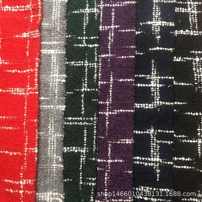 荣成纺织|粗纺毛呢面料格子条纹梭织面料毛圈圈女装大衣帽子面料