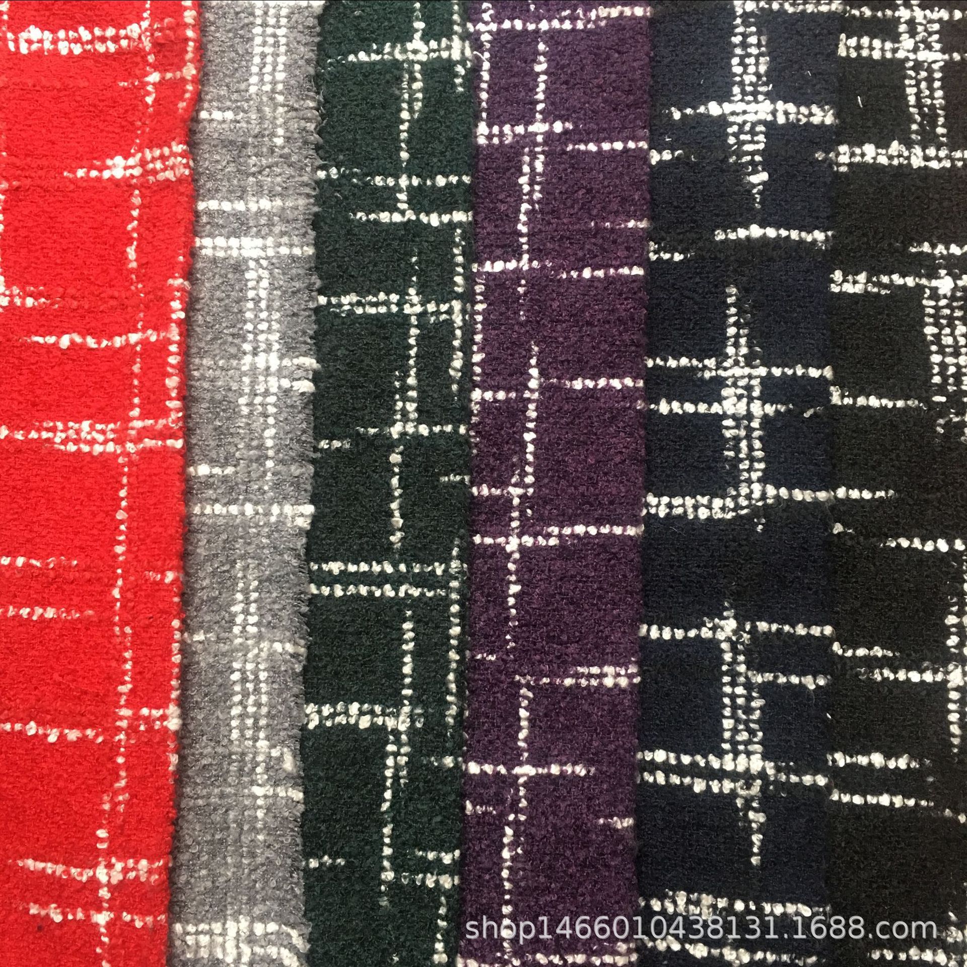 荣成纺织|粗纺毛呢面料格子条纹梭织面料毛圈圈女装大衣帽子面料