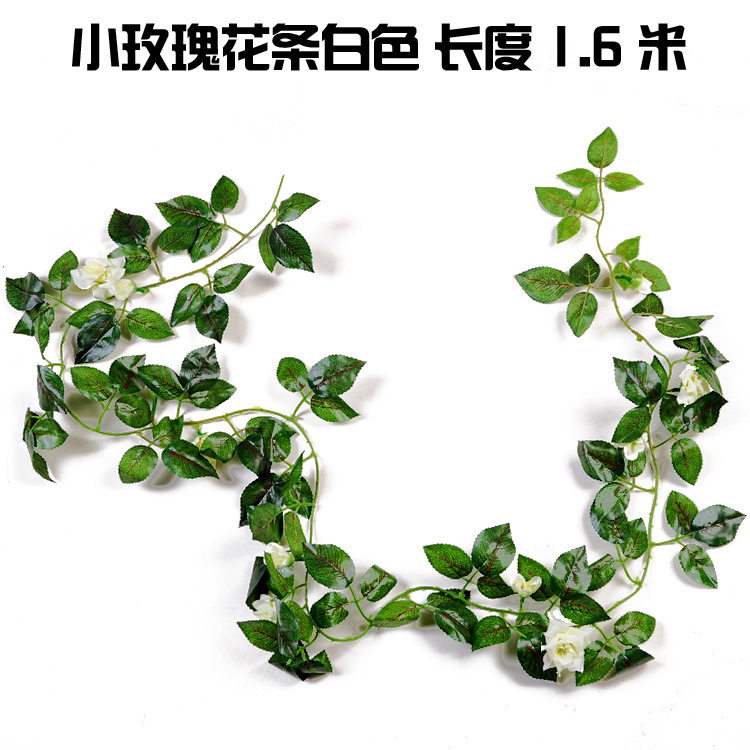 Flor artificial tela de seda color impresión Rosa cadena decoración del hogar pared colgante falso flor ratán vid