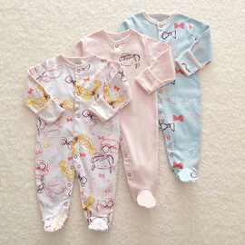 欧美外贸婴儿包脚连体衣长袖秋冬新生儿爬爬服宝宝包屁衣婴儿棉服