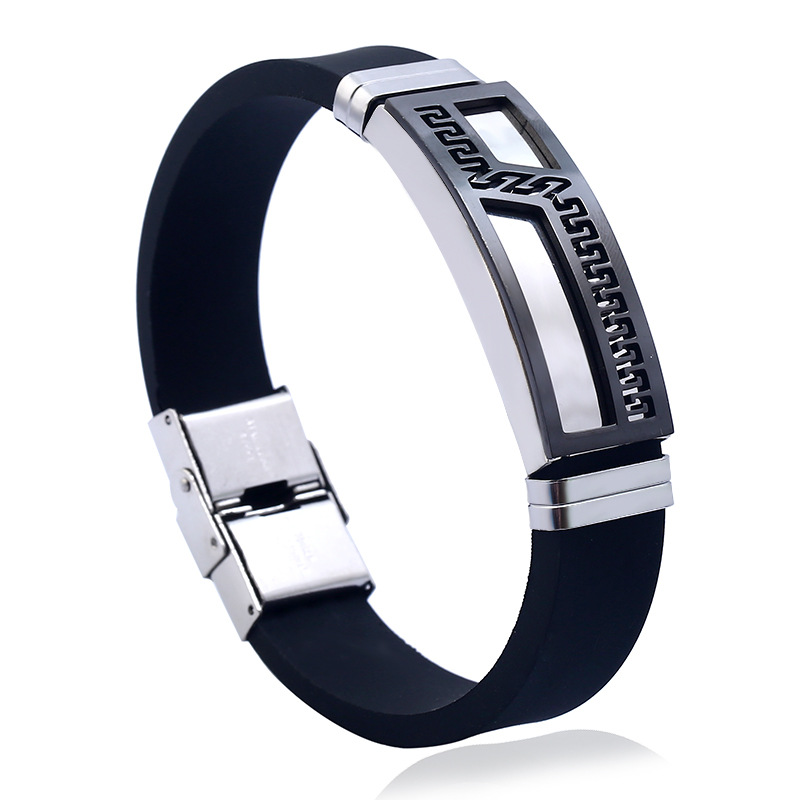 fashionable silicone bracelet stainless steel