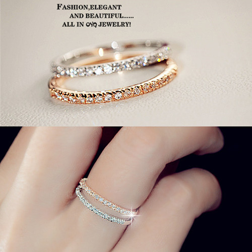 Japanese S925 sterling silver rose gold plated platinum fine diamond handmade simple fashion female ring best friend student tail ring