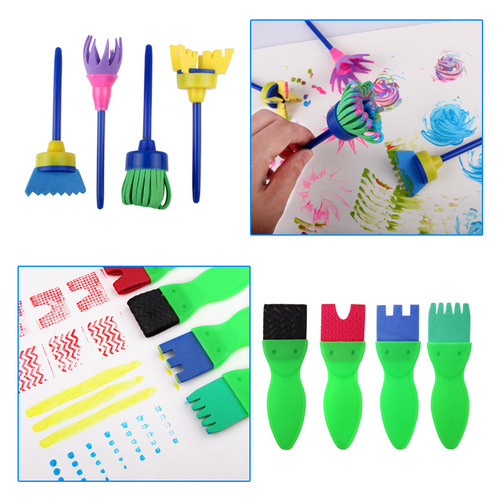 Cross-border painting 29 set kindergarten painting roller brush graffiti puzzle sponge seal brush children DIY brush