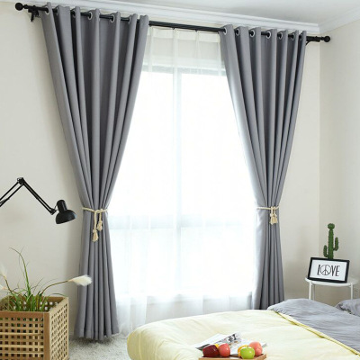 花洋彩 厂家直销现代纯色遮光窗帘布成品 酒店纯色丝绒麻定制批发