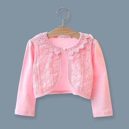 Children's Spring Top, Cotton, for Small, Medium, and Large Girls, Sun-Shirt with Shawl, Lace Top