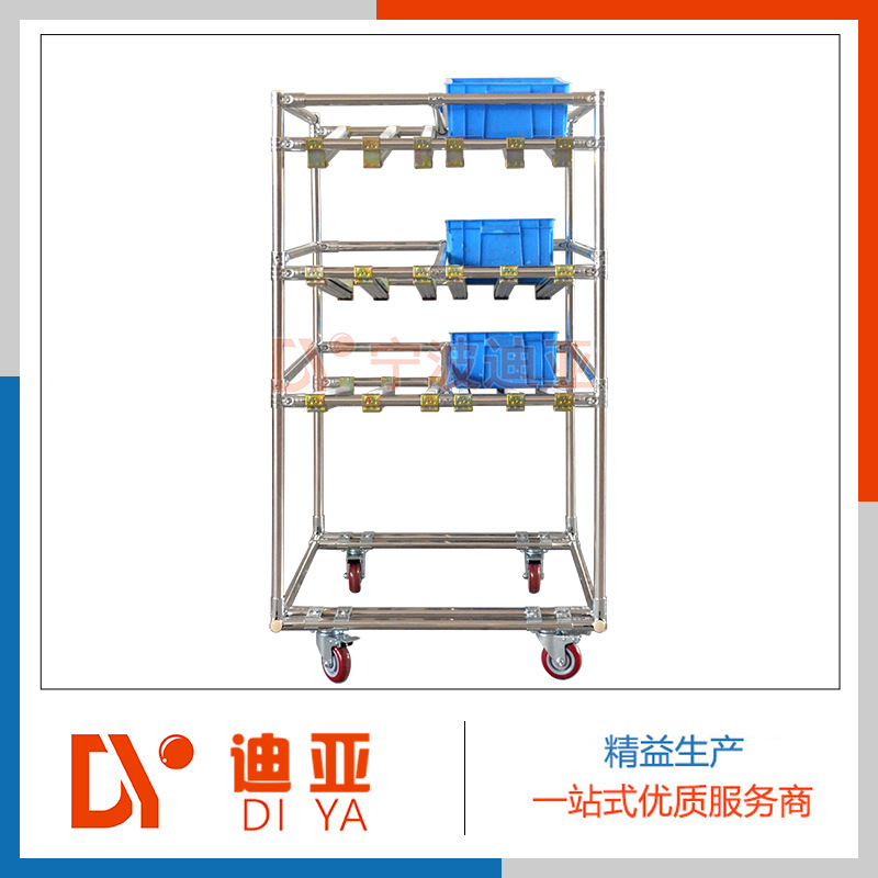 不锈钢先进先出精益管货架 宁波中型流利条货架 批发滚轮货架