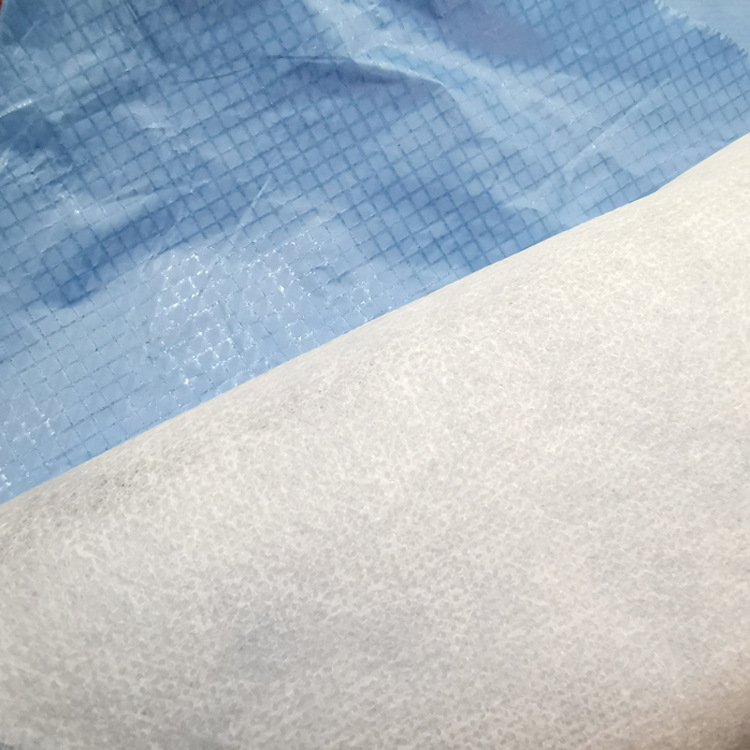 厂家定制 50克蓝色复合布 仿韩料网格纹复合布 SF防护服原料|ms