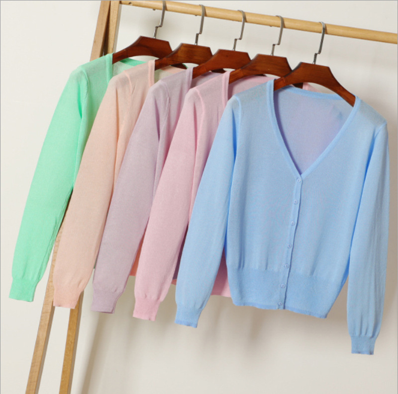 2020 Summer Women's Korean-style Short Long-sleeved Glitter Silk Knitted Small Cardigan Air-conditioning Shirt Sunscreen Thin Coat for Women