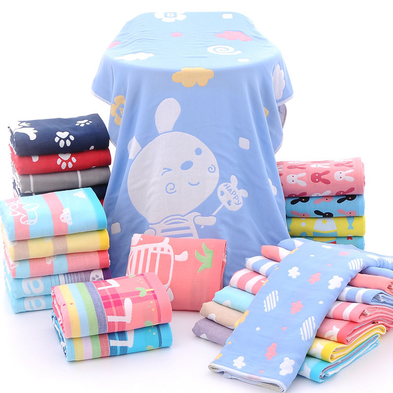 廠家直銷 紗布浴巾花色齊全70*140cm熱銷純棉三層紗布浴巾批發