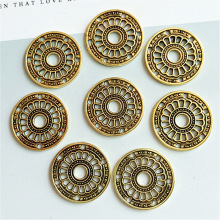 韩版时尚古铜色镂空圆片挂件合金配件diy手工发饰耳环手机饰品