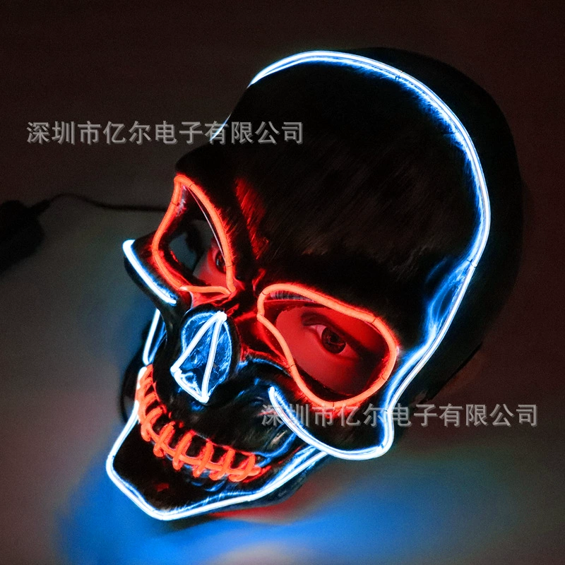Светящаяся маска сшиванием рта скелета LED подсветка - световая декорация на Хэллоуин, шокирующее лицо, ужас, и страшное покрытие