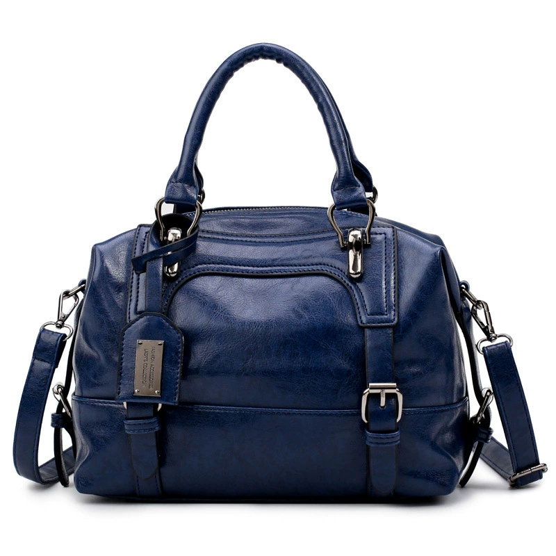 Демисезонная стильная ретро-сумка через плечо для жирной кожи в navy blue, черном или светло-коричневом