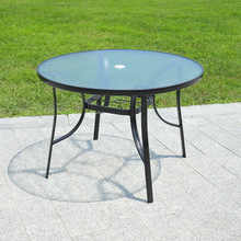 戶外桌陽鋼化玻璃圓桌方桌長桌接待咖啡桌家用現代簡約桌椅套裝