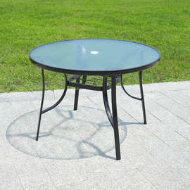 户外桌阳钢化玻璃圆桌方桌长桌接待咖啡桌家用现代简约桌椅套装