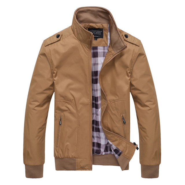 Men’s stand collar solid color casual coat in spring and Autumn