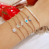 Minimalistic turquoise bracelet natural stone, jewelry, set, European style, simple and elegant design